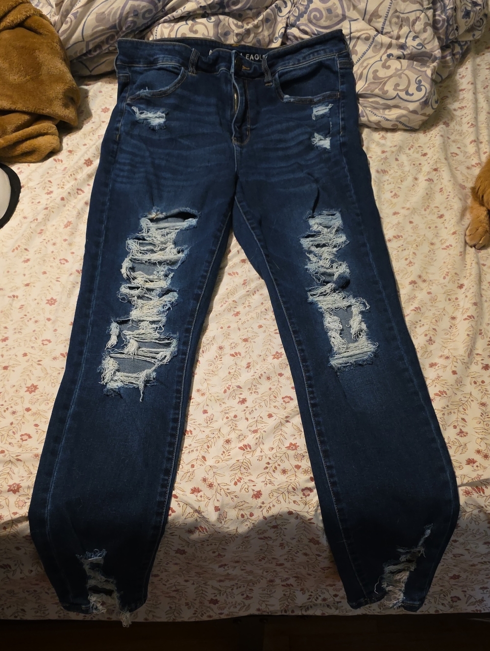 American Eagle AE Ripped High-Waisted Jegging Jeans Size 14 Long